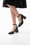 Women's Platform Heels, Black Leather, Heel Height Seven Centimeters - 2
