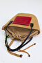Jutty Jute Straw Bucket Bag with Black Leather Handle and Red Patch Detail Summer Tote Drawstring Beach Shoulder Bag - 2