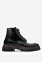 Men's Thick Sole Zippered Boots Genuine Leather Fr 541456 Black
