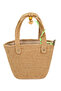 Jutty Bohemian Drawstring Straw Bag with Wooden Detailing Summer Beach Shoulder and Hand Bag - 5