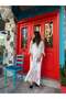 Floral Patterned White Silk Dress – Elegant and Feminine Design - 4