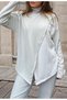 Women's Smoked Thin a Acrylic Knitwear Loose Asymmetrical Cut Blouse/Sweater 700-3513165