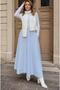 Women's Baby Blue Winter Fleece Melton Skirt, Pocketed , High Waist, Long, Kiloş 700-3528330 - 5