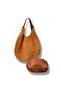 Suede Women's Shoulder Bag with Stitching Details