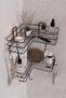 Adhesive 2-Piece Bathroom Corner Shelf, Shower Shampoo Rack Wall Organizer Shelf, Black Metal