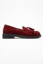Mi̇lna Burgundy Suede Tasseled Genuine Leather Women's Loafer Shoes - 6