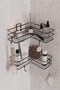 Adhesive 2-Piece Bathroom Corner Shelf, Shower Shampoo Rack Wall Organizer Shelf, Black Metal - 2