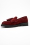 Mi̇lna Burgundy Suede Tasseled Genuine Leather Women's Loafer Shoes - 4