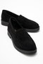 Pli̇ne Black Suede Genuine Leather Women's Loafer Shoes
