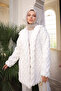 Ecru Collared Double Pocket Fur Coat - 4