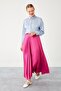 Fuchsia Pleated Satin Skirt - 4