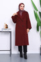 Burgundy Double-Breasted Collar Lined Cashmere Coat