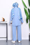 Baby Blue Tunic and Trousers Set with Tie Detail - 4