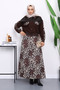 Brown Leopard Patterned Jacket Skirt Suit - 2