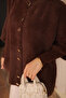 Brown High Neck Angora Soft Cardigan - 5