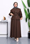 Brown Collar Detailed Shirt Skirt Set - 2