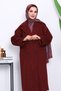 Burgundy Double-Breasted Collar Lined Cashmere Coat - 3