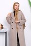 Mink Double-Breasted Collar Lined Cashmere Coat - 3