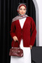 Burgundy Angora Soft Cardigan with Front Tie Detail
