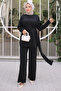 Black Crew Neck Glitter Trouser Suit