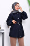 Navy Blue Snap Button Zippered Tunic