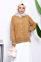 Angora Soft Knit Cardigan with Biscuit Piping Detail - 3