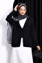 Black Angora Soft Cardigan with Front Tie Detail - 3