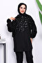 Black Floral Patterned Zippered Tunic