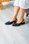 Straw Detailed Low Heel Women's Shoes - 5