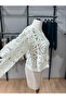 Women's Perforated Patterned Buttoned Blouse - 7