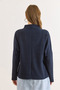 Women's Navy Blue Stand Collar Ribbed Thessaloniki Blouse Blz-19003137 - 3