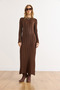 Women's Brown Spanish Sleeve Belted Maxi Knit Dress Elb-19002546 - 4