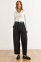 Women's Black Pocketed Pleated Balloon Polyviscose Flowy Pants Pnt-19000370