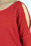 Women's Pomegranate Blossom Soft Textured Off-Shoulder Blouse Arm-26K001024 - 2