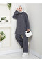 Oversize Ribbed Steel Knit Detailed Cardigan Pants Knitwear Set