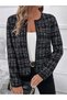 Women's Open Front Woven Detailed Chanel Jacket - 4