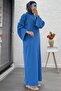 Volan Sleeve Ribbed Knit Dress – Blue - 6