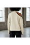 Modern Open Shoulder (One Shoulder) Turtleneck Women's Sweatshirt - Cream Color - 3