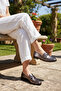 Metallic Platinum Color Women's Loafer Shoes - 7