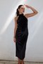 Rochelle Women's Black Velvet High Neck Midi Dress - 8