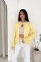 Women's Yellow Knitwear Cardigan Tassel Detailed One Button Neckline Standard Size - 4