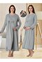 Women's Gray Special Design Cotton Combed Maternity Pajamas Nightgown Set