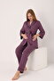 Front Tie-Detail Wide Collar Maternity and Postpartum Pajama Set - 2
