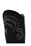 Women Rhinestone Patterned Calf Boots in Black - 5