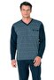 6110 Men's Navy Blue Long Sleeve V-Neck Pajama Set