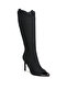 Women Metallic Cap Toe Denim Boots in Black - 2
