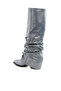 Women Fold-Over Slouchy Denim Boot in Blue - 3