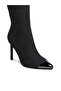 Women Metallic Cap Toe Denim Boots in Black - 5