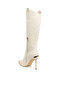 Women Metallic Cap Toe Denim Boots in Beige - 3