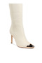 Women Metallic Cap Toe Denim Boots in Beige - 5